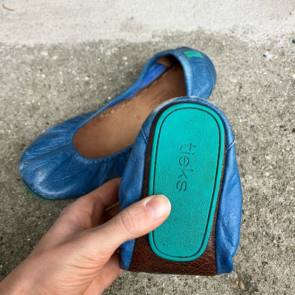 Tieks Blue Leather Ballet Flats